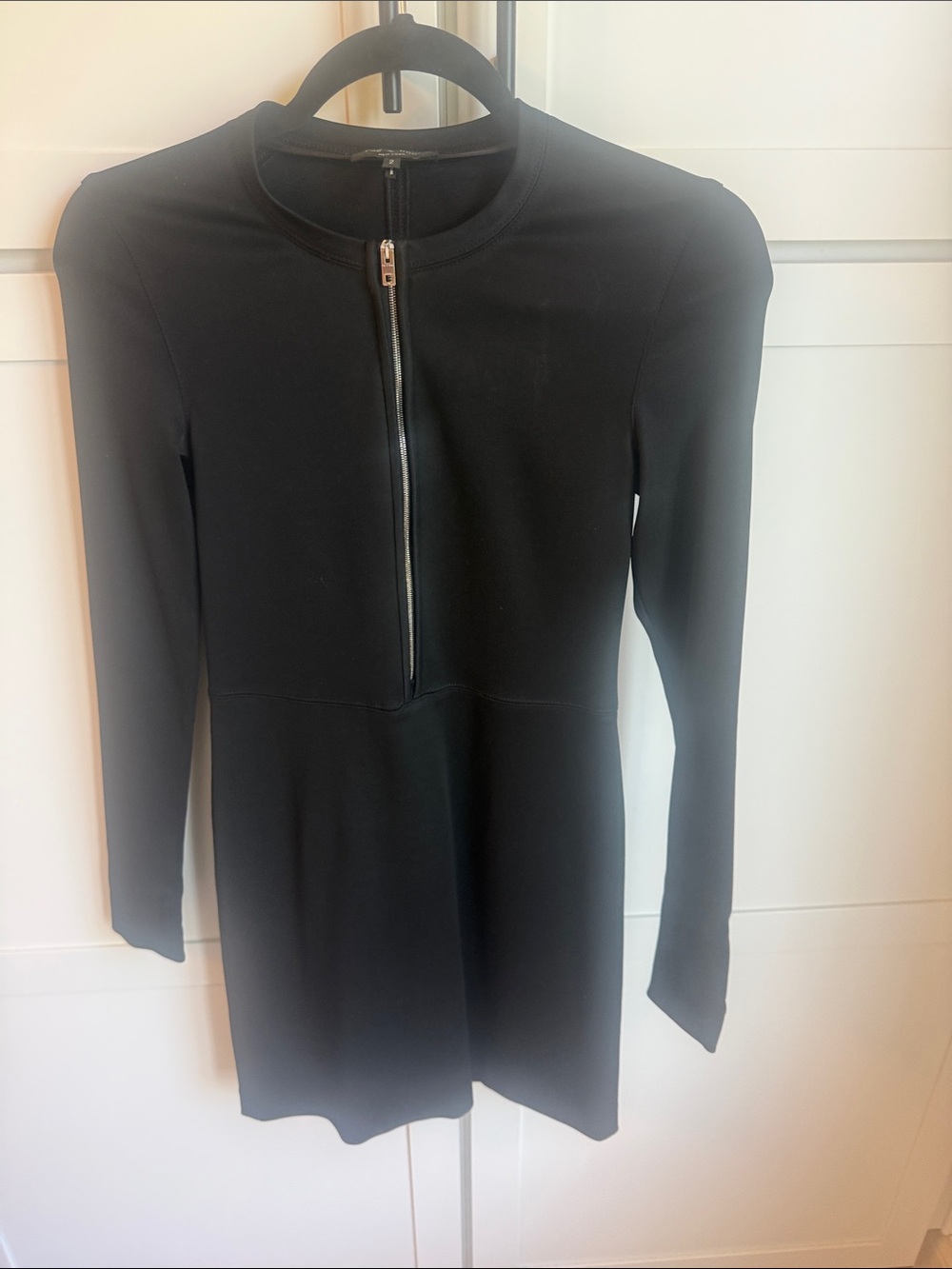 rag & bone Black Long-Sleeve Zip-Front Mini Dress